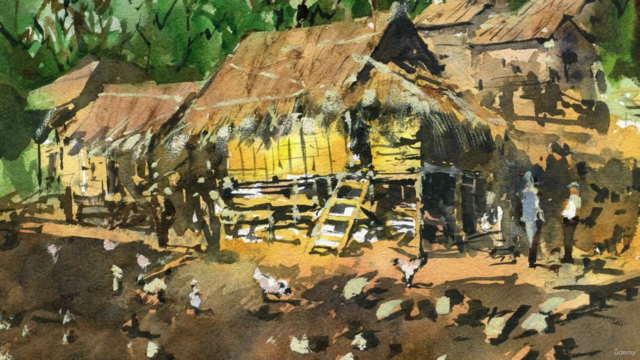 Loose Watercolor Essentials: Village Huts in Watercolor – Screenshot 3