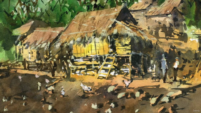 Loose Watercolor Essentials: Village Huts in Watercolor – Screenshot 4