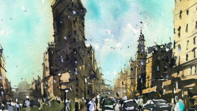 New York City Urban Landscape in Watercolour – Screenshot 2