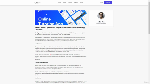 Create a Blog Website in ReactJS, TailwindCSS and Strapi CMS – Screenshot 2