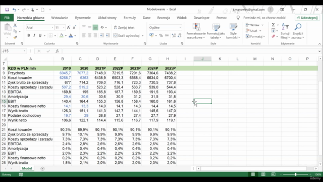 Modelowanie finansowe – prognoza sprawozdania finansowego II – Screenshot 1