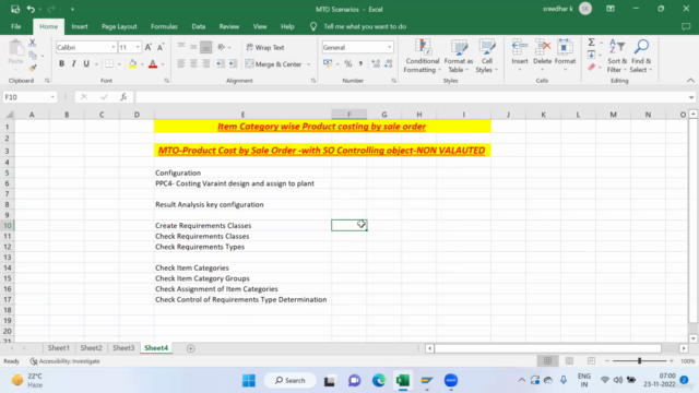 SAP CO: "Product Costing by Sale Order" with "Item Category" – Screenshot 1