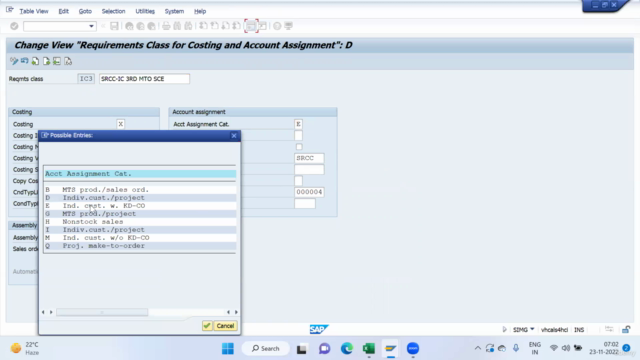 SAP CO: "Product Costing by Sale Order" with "Item Category" – Screenshot 2