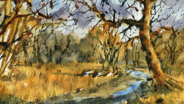 Loose Watercolor Essentials - Atmospheric Trees and River – Screenshot 3