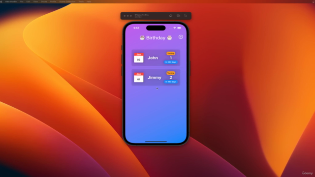 Birthday App using Core Data with CRUD : iOS 16 & SwiftUI 4 – Screenshot 1