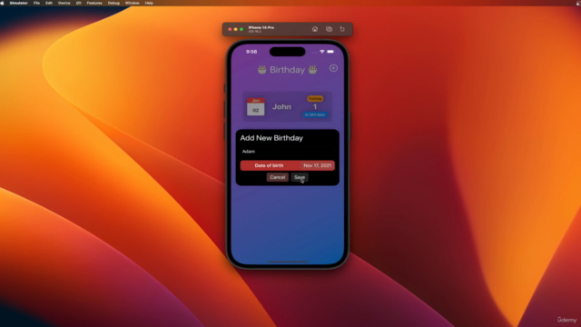 Birthday App using Core Data with CRUD : iOS 16 & SwiftUI 4 – Screenshot 2