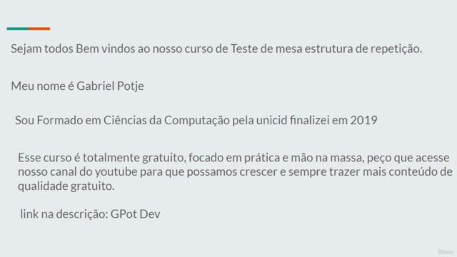Curso de teste de mesa estrutura de repetição – Screenshot 1
