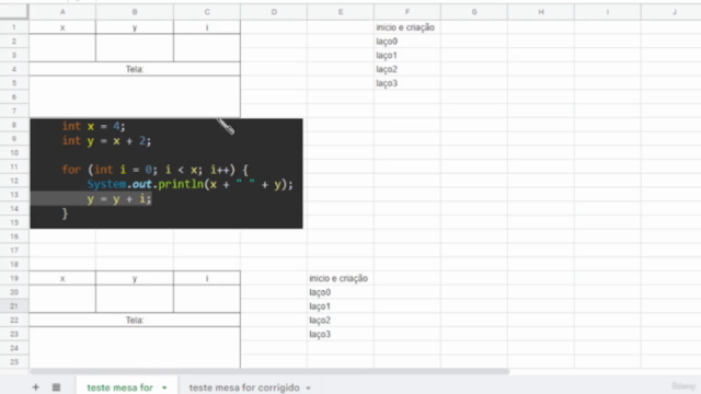 Curso de teste de mesa estrutura de repetição – Screenshot 2