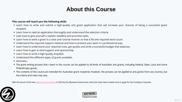 High-Quality Grant Writing Skills for the Arts – Screenshot 2