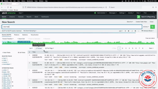 "Fields & Extractions" Splunk Course – Screenshot 1