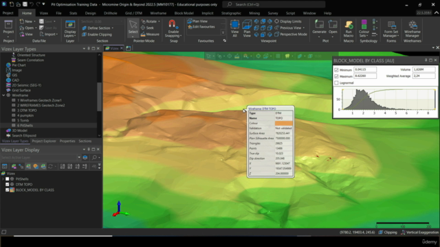 Micromine Open Pit Optimization : A practical Example – Screenshot 1