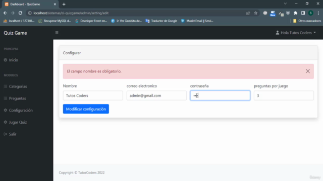 Crea un sistema juego de preguntas en codeigniter 3 php 7 – Screenshot 2