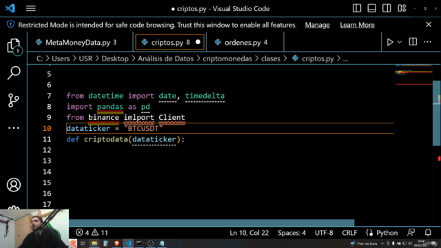 Python para criptomonedas (Trading y Análisis de Datos) – Screenshot 1