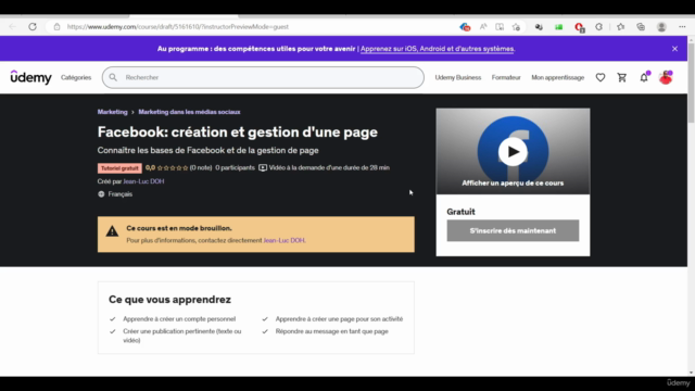 Facebook: création et gestion d'une page – Screenshot 1