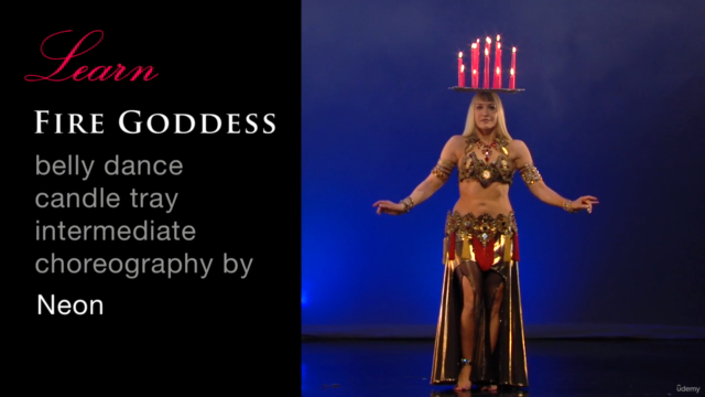 "Fire Goddess" belly dance candle tray balancing with Neon – Screenshot 1