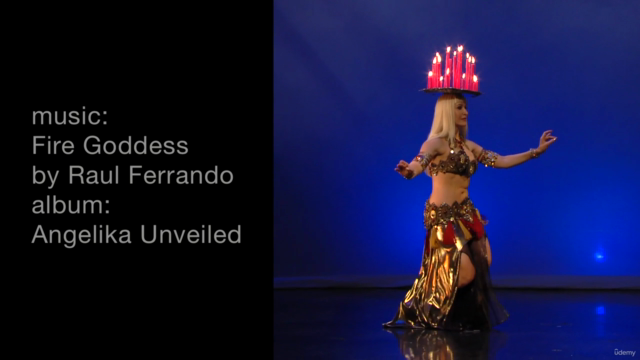 "Fire Goddess" belly dance candle tray balancing with Neon – Screenshot 2