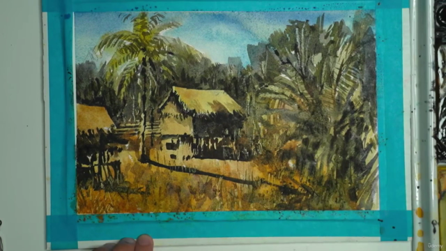 Loose Watercolour Landscape Painting: Laos Scene – Screenshot 3