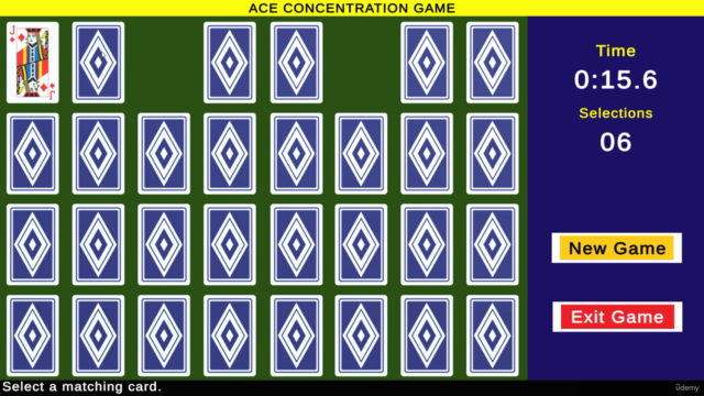 Creating a Concentration Game Using Unity and C# – Screenshot 1
