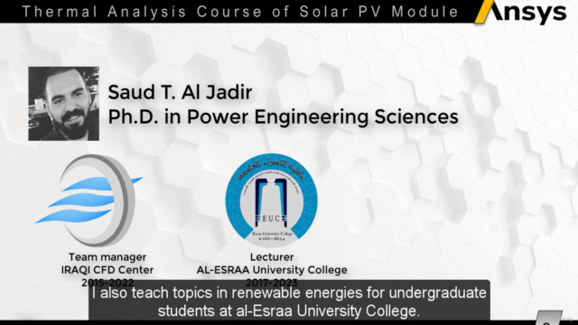 ANSYS Thermal Analysis Course of Solar PV Module – Screenshot 1