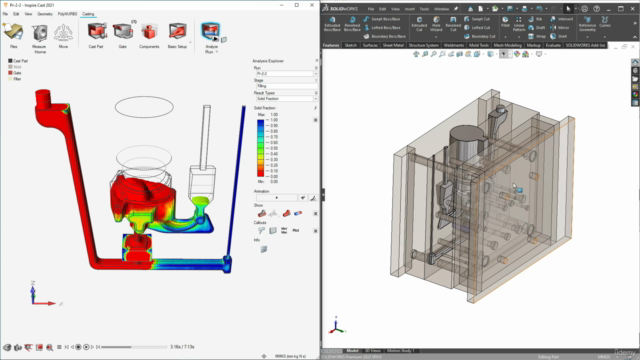 Aluminum casting and mold design using SolidWorks software. – Screenshot 2