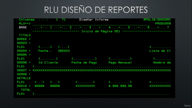 Diseño de Reporte de AS/400 RLU – Screenshot 1
