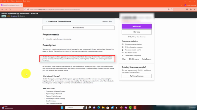 Gestalt Psychotherapy Introduction Certificate – Screenshot 1