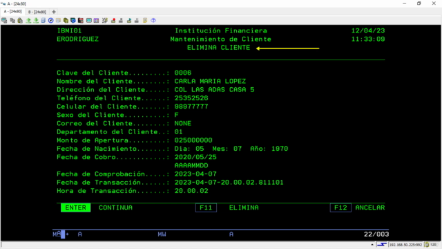 Diseño de Pantallas SDA AS/400 – Screenshot 1