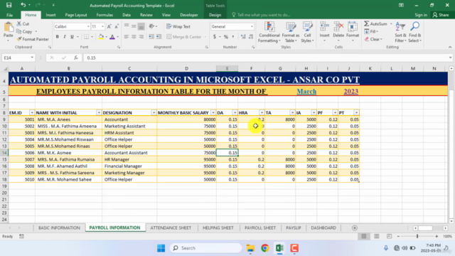 Master in Automated Payroll Accounting in MS Excel – Screenshot 3