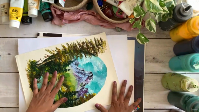 How To Paint An Oval Landscape Painting Using Acrylics – Screenshot 1
