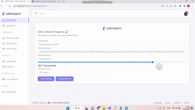 Sıfırdan İleri Seviye Proje Takip Uygulaması (.NET MVC5) – Screenshot 3