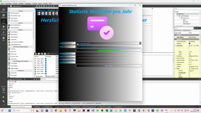 C++ mit Qt Creator und Sqlite-Datenbank Mittelstufe Kurs – Screenshot 4