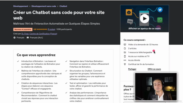 Créer un Chatbot sans code pour votre site web – Screenshot 1
