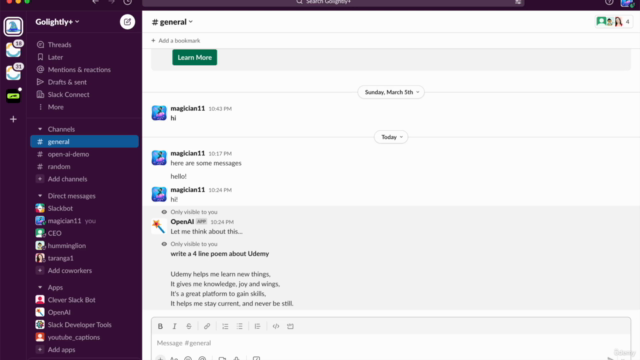 How to build an OpenAI bot for Slack – Screenshot 3