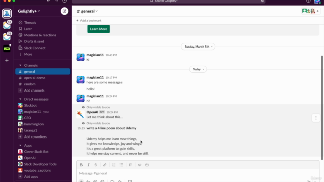 How to build an OpenAI bot for Slack – Screenshot 4