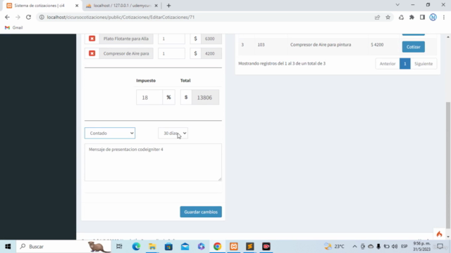 Sistema de cotizaciones web en Codeigniter 4 – Screenshot 4