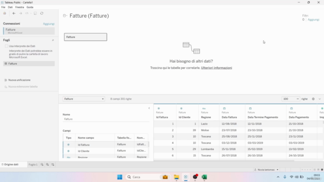 Tableau per l'analisi dei dati – Screenshot 1