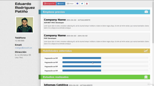 ASP NET MVC 5 (C#): Desarrollando un portafolio profesional – Screenshot 2