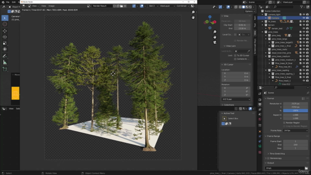 Creating a fir and pine forest in Blender – Screenshot 4