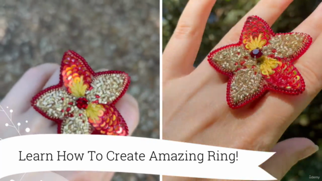 Handmade Jewelry: How to Make Seed Bead Ring With Embroidery – Screenshot 3