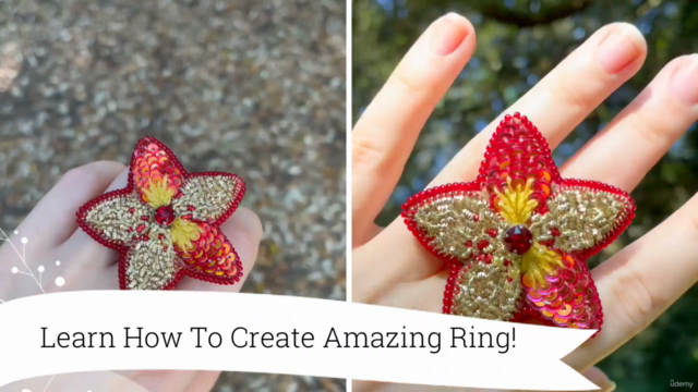 Handmade Jewelry: How to Make Seed Bead Ring With Embroidery – Screenshot 4