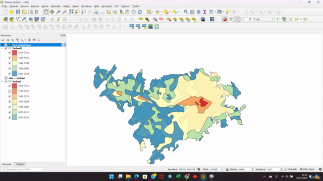 Tarihsel Gelişim Haritası (QGIS) – Screenshot 3