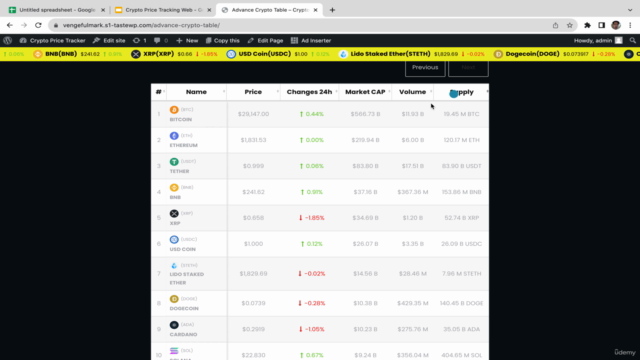 Building Cryptocurrency Price Tracker Website with Wordpress – Screenshot 1