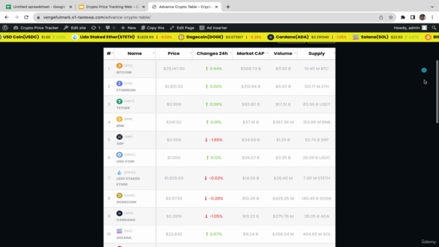 Building Cryptocurrency Price Tracker Website with Wordpress – Screenshot 2