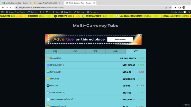 Building Cryptocurrency Price Tracker Website with Wordpress – Screenshot 4