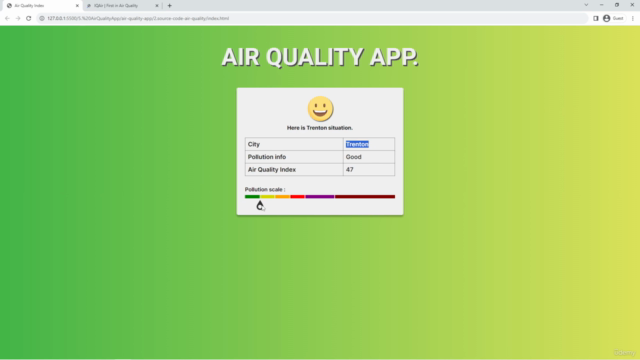 JavaScript Air Quality App – Screenshot 2
