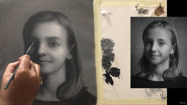 Portrait Painting in Grisaille Using Loomis Method – Screenshot 4
