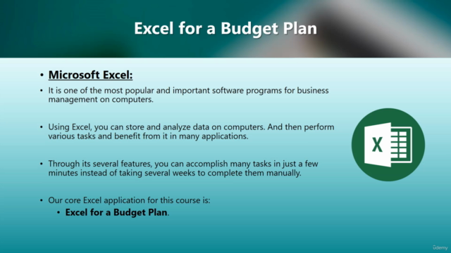 Excel Applications - Excel for a Budget Plan – Screenshot 2