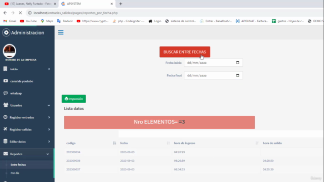 sistema de control de entrada y salida php mysql codigo – Screenshot 3