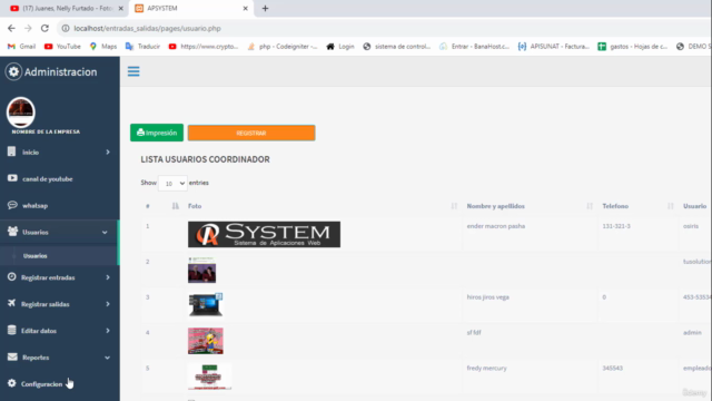 sistema de control de entrada y salida php mysql codigo – Screenshot 4