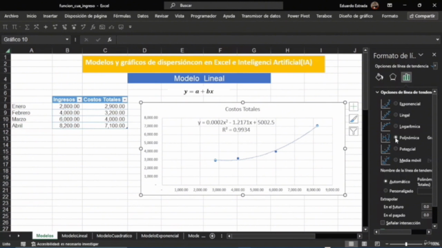 Modelos de Correlación y Gráficos de Dispersión en Excel – Screenshot 1
